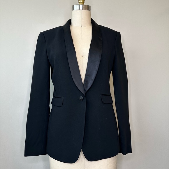 Rag & Bones Black Silk Lapel One Button Blazer - Picture 2 of 4